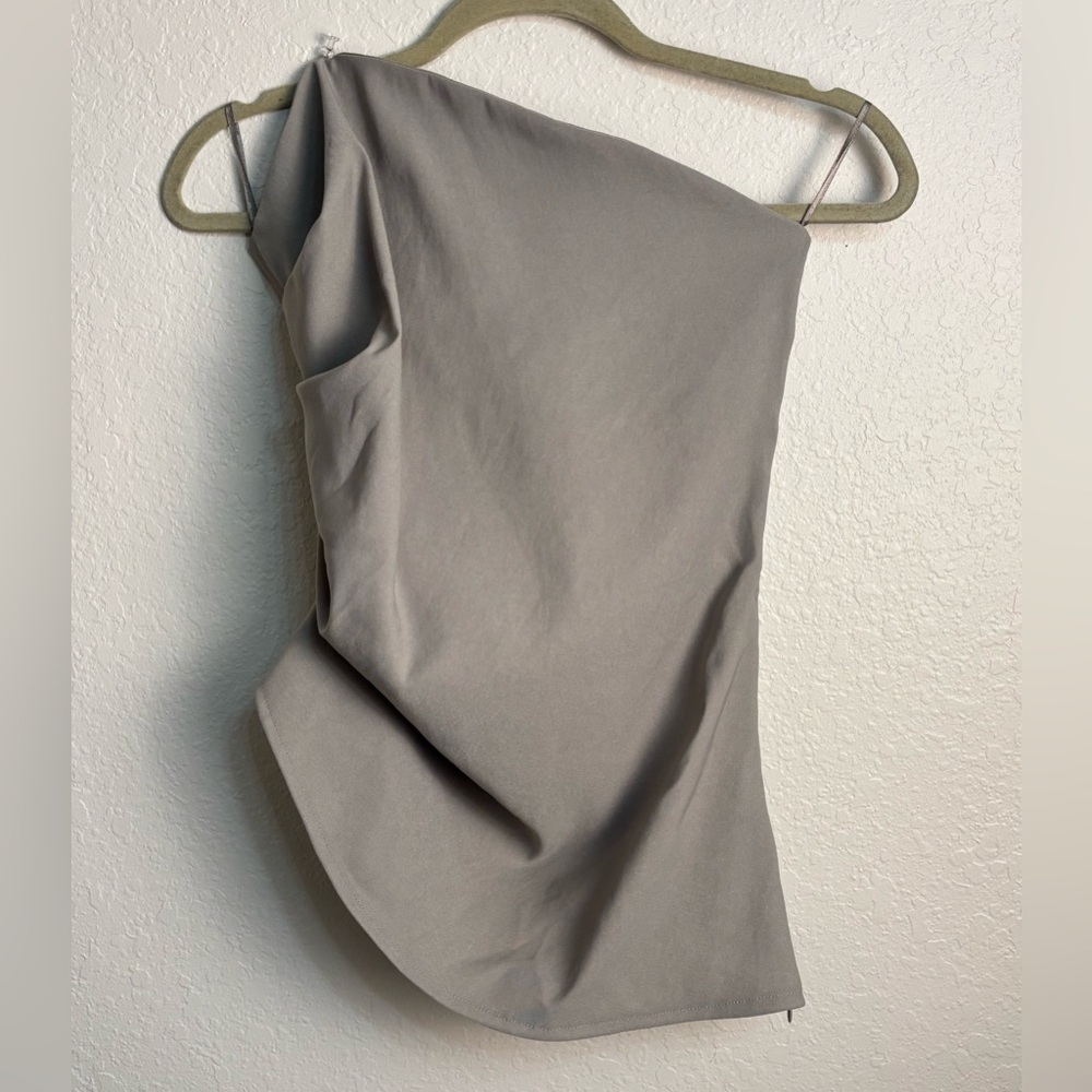 Zara Asymmetric One-Shoulder Camisole in Light Gray